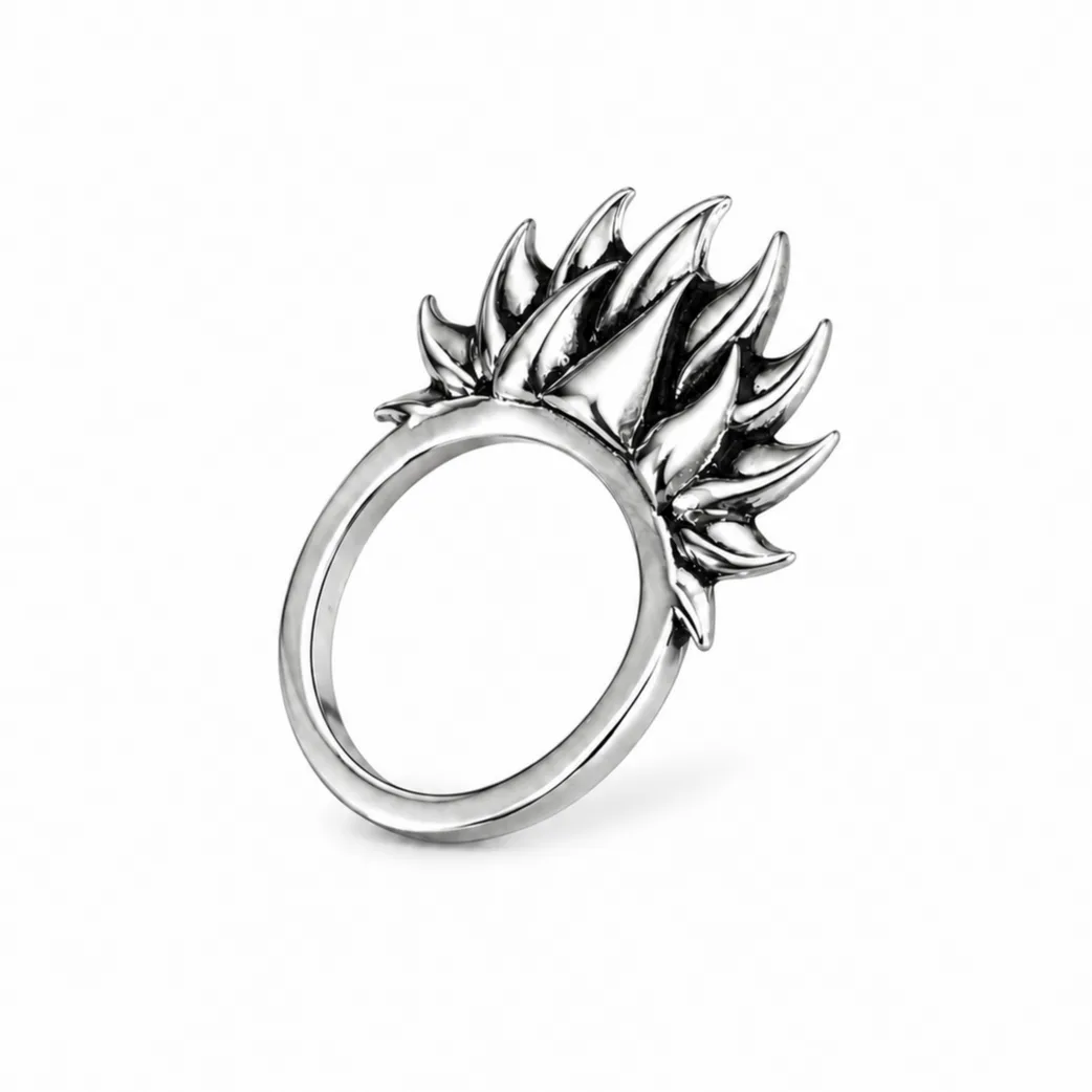 Anel Spiked Lotus Prateado