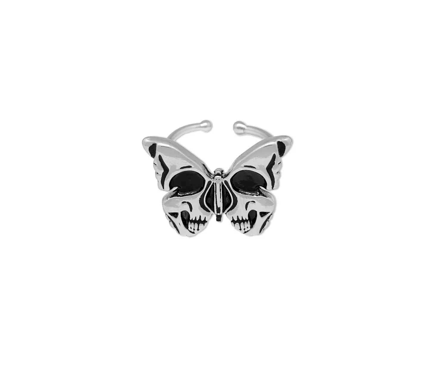 Anel Skull Butterfly Prateado