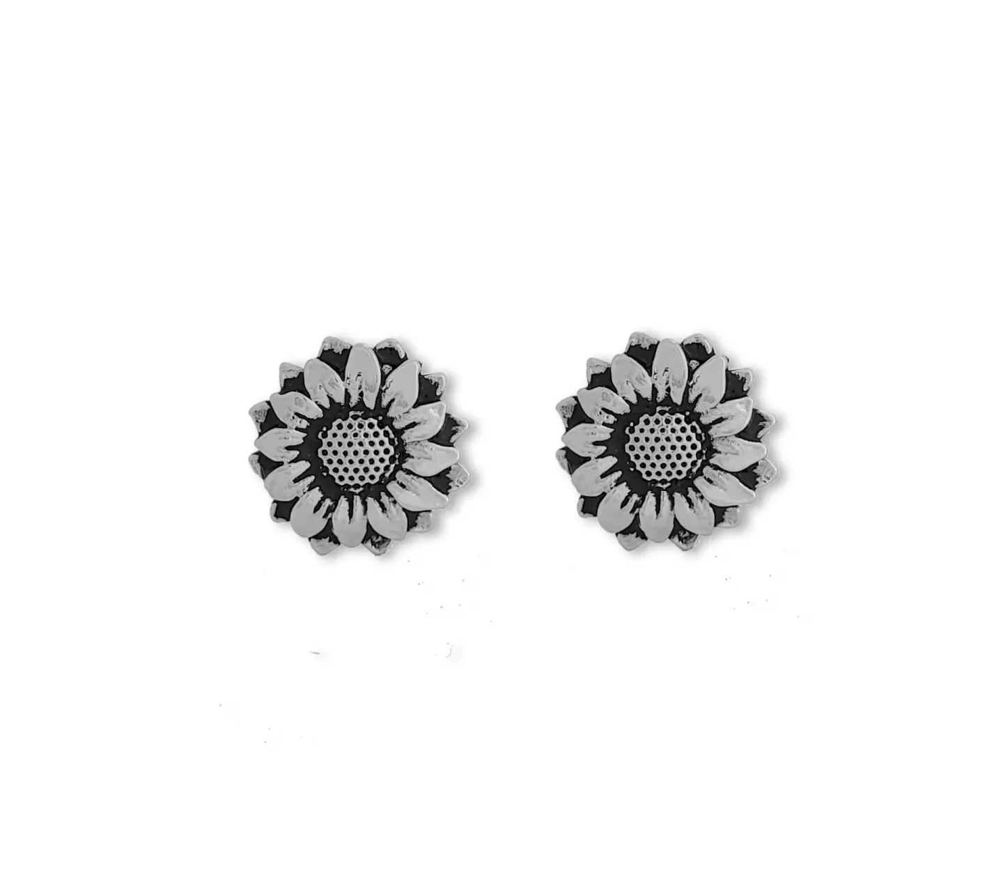 Brinco Stud Girassol Prateado