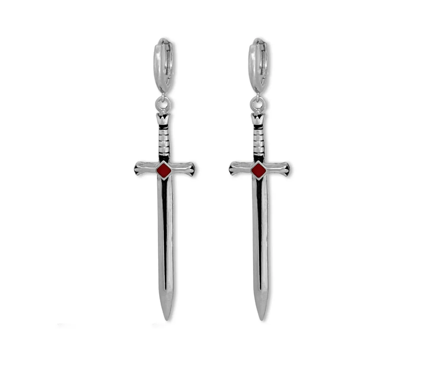 Brinco Argola De Espada Modelo: Classic Sword Prateado