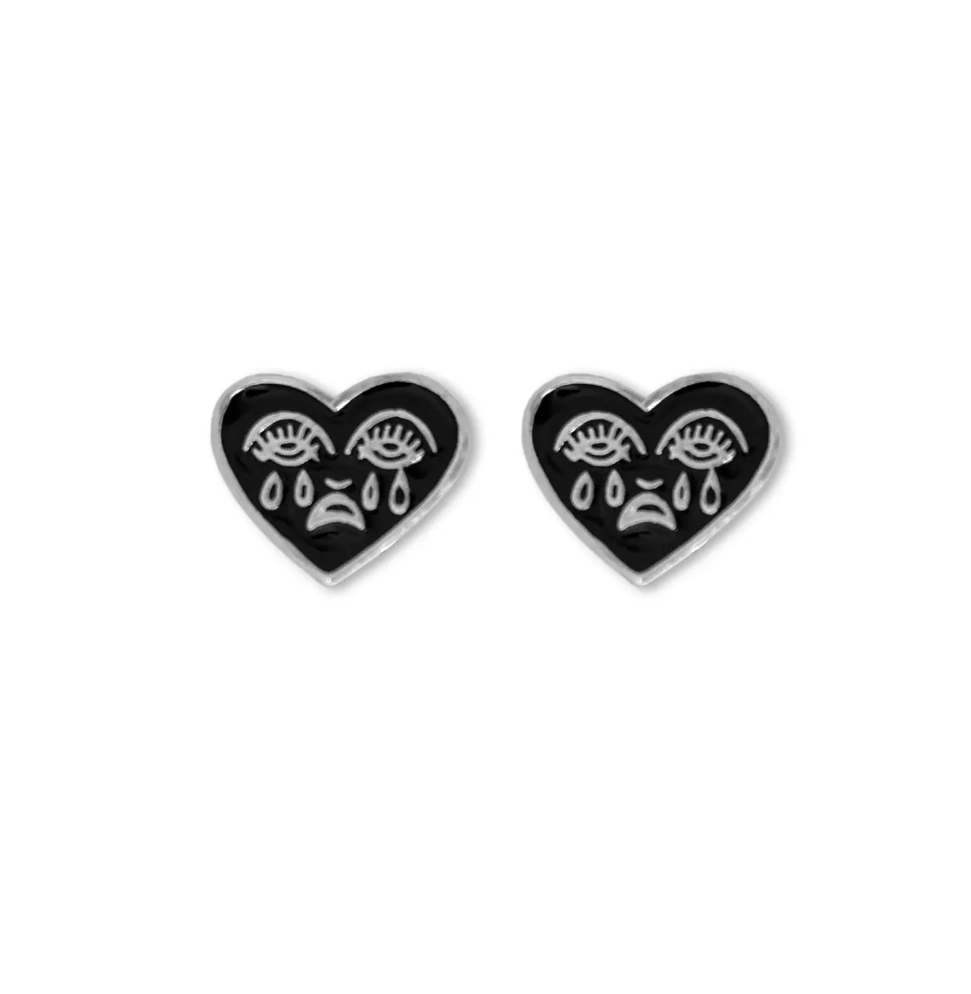 Brinco Stud Cry Heart Prateado