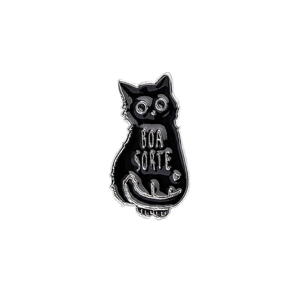 Pin De Metal Gato Preto Boa Sorte