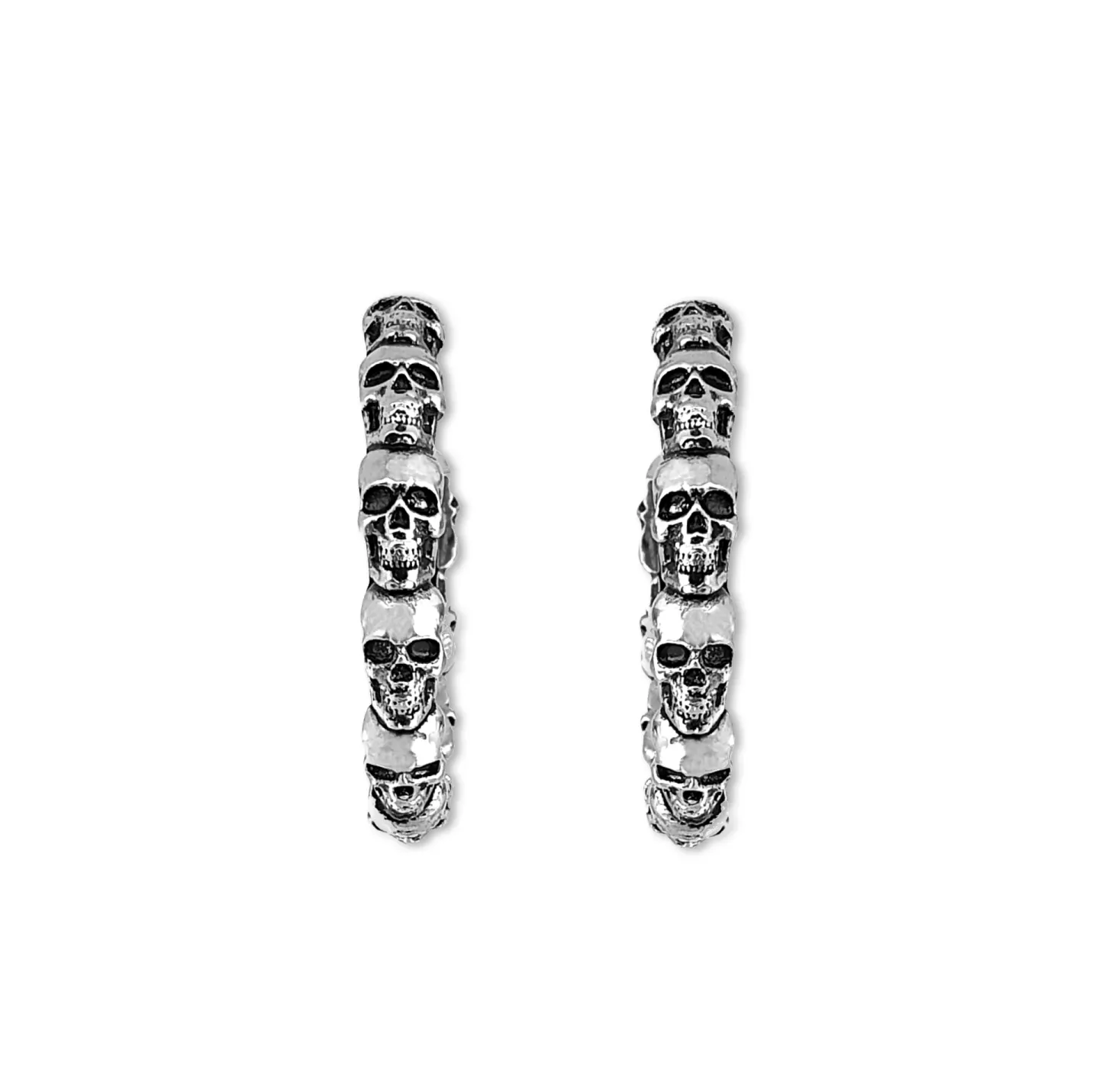 Brinco Skull Hoop 4cm Prateado