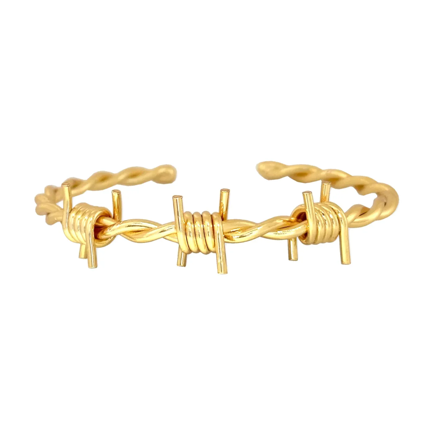 Pulseira Arame Farpado 3 Farpas Dourado