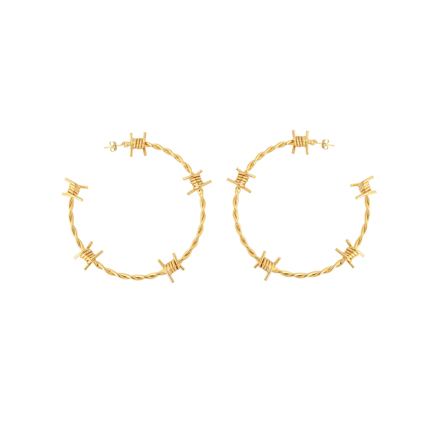 Brinco Argola Arame Farpado 6cm Dourado