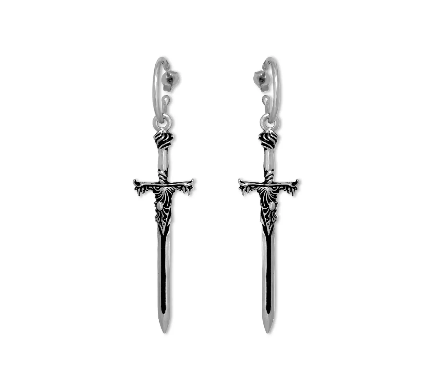 Brinco Argola De Espada Modelo: Winter Sword Prateado
