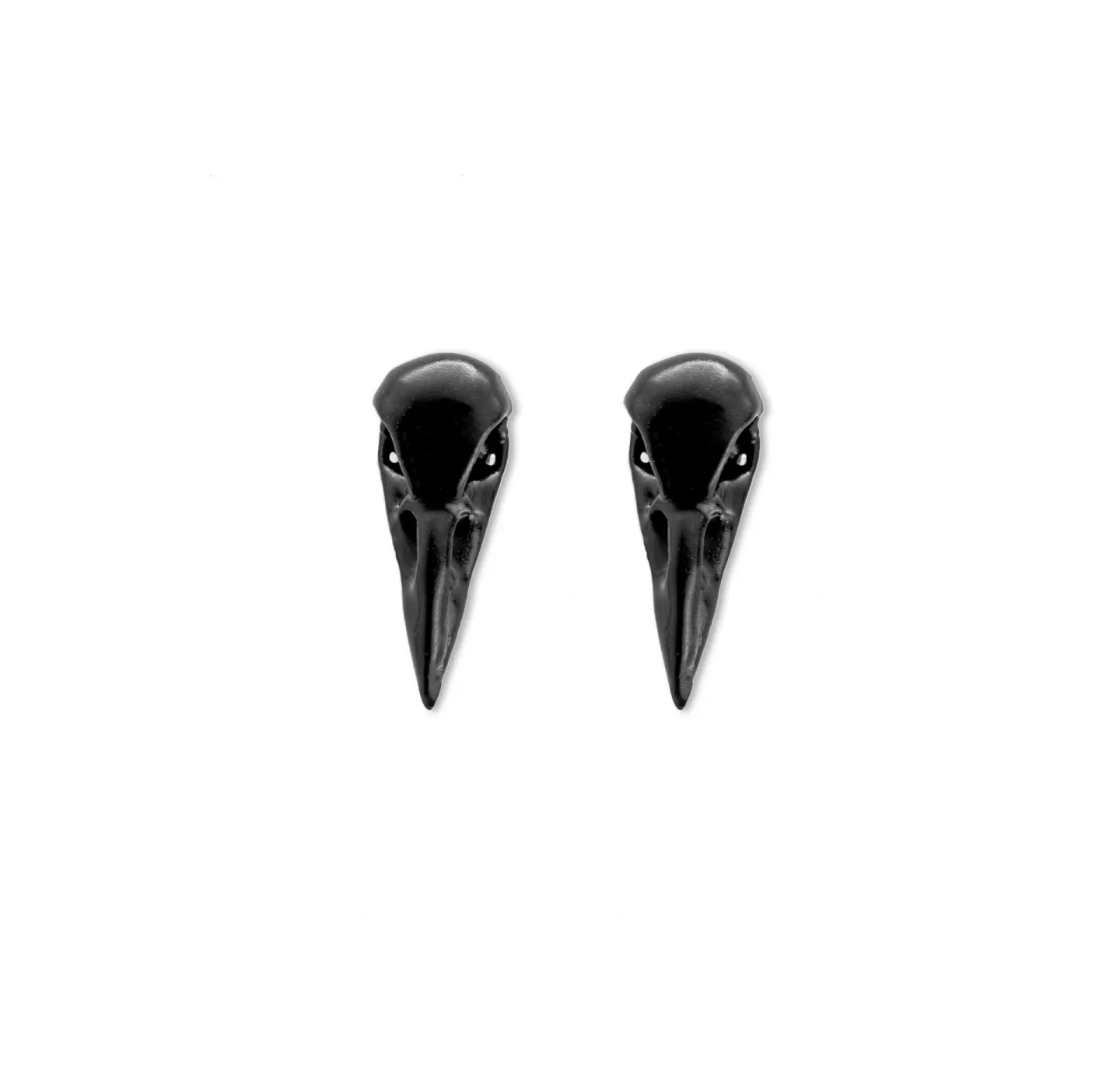 Brinco Stud Raven Skull Preto Fosco