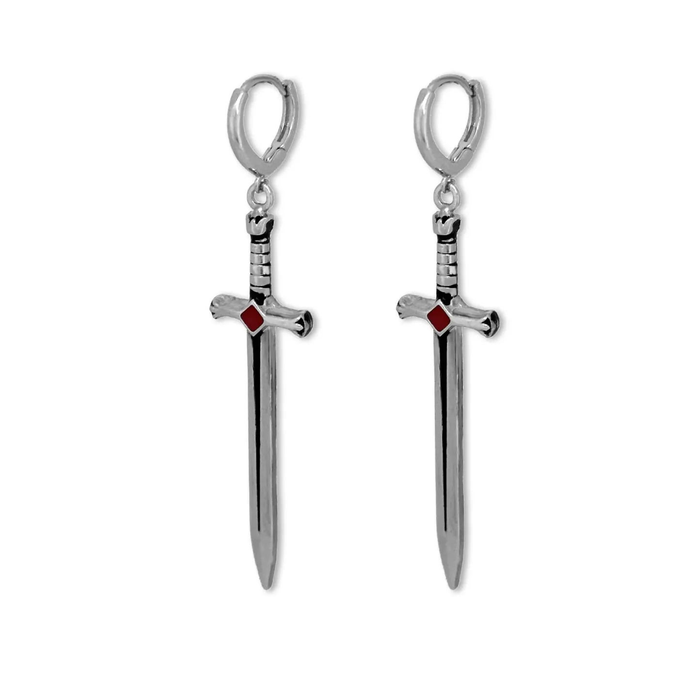 Brinco Argola De Espada Modelo: Classic Sword Prateado