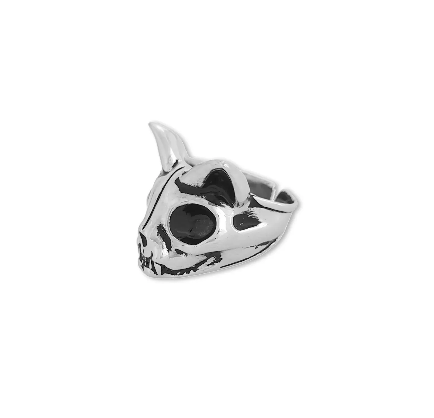 Anel Cat Skull Prateado
