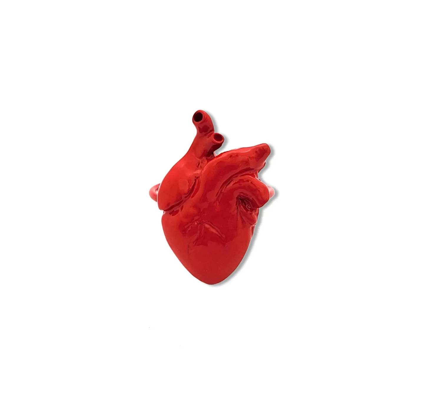 Anel Coração Anatômico Grande Vermelho
