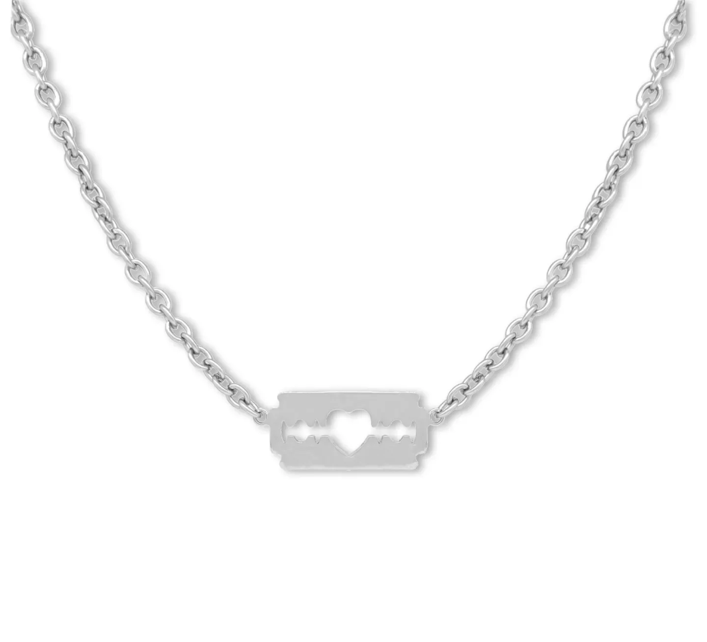 Colar / Choker Razor Blade Love Prateado
