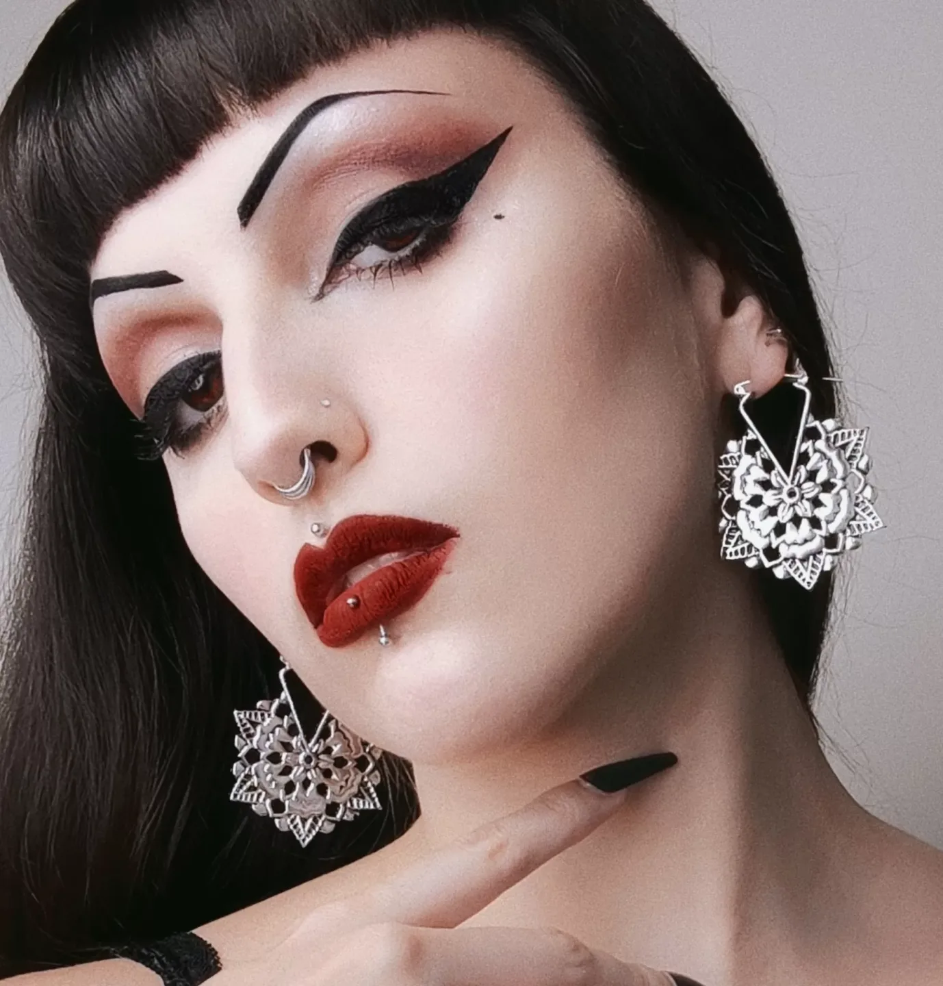 Brinco Mandala Flor Prateado