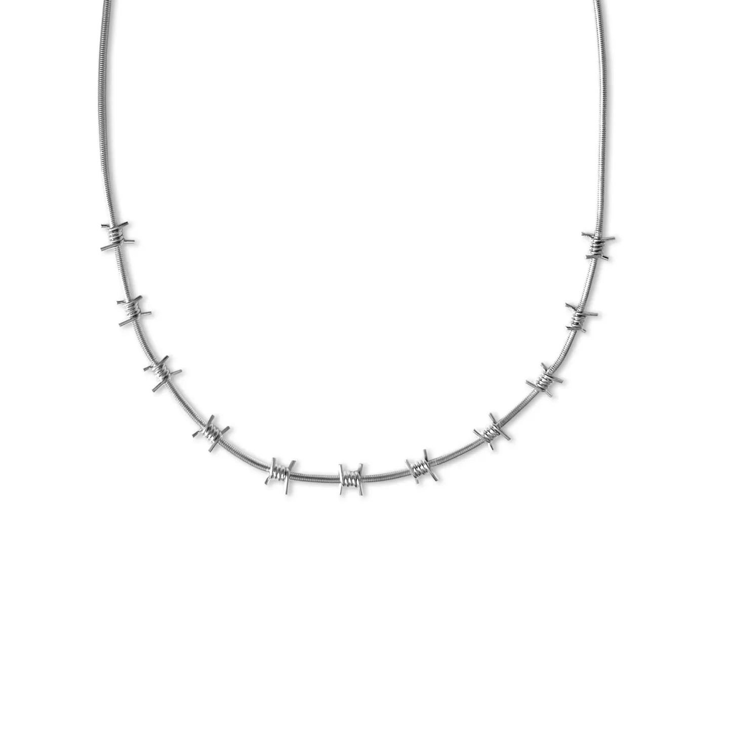 Colar Arame Farpado Prateado