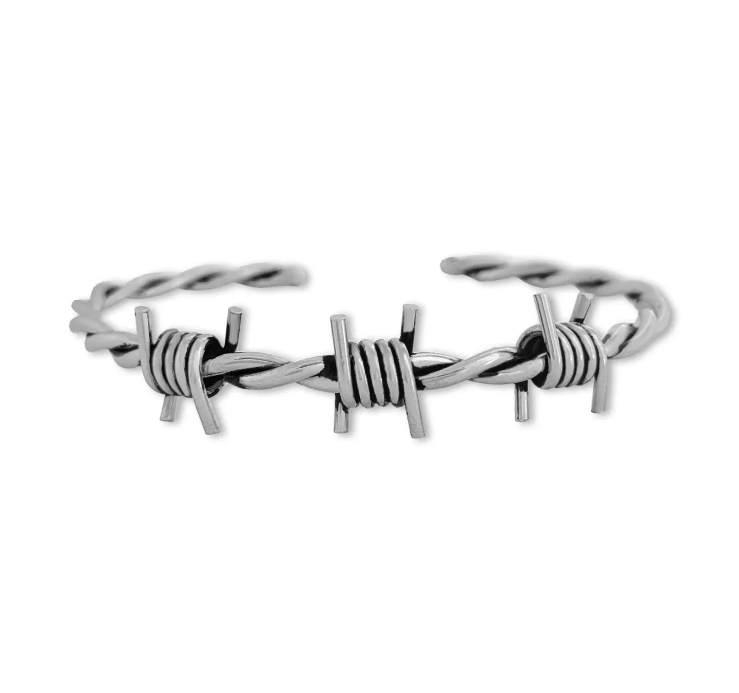 Pulseira Arame Farpado 3 Farpas Prateado