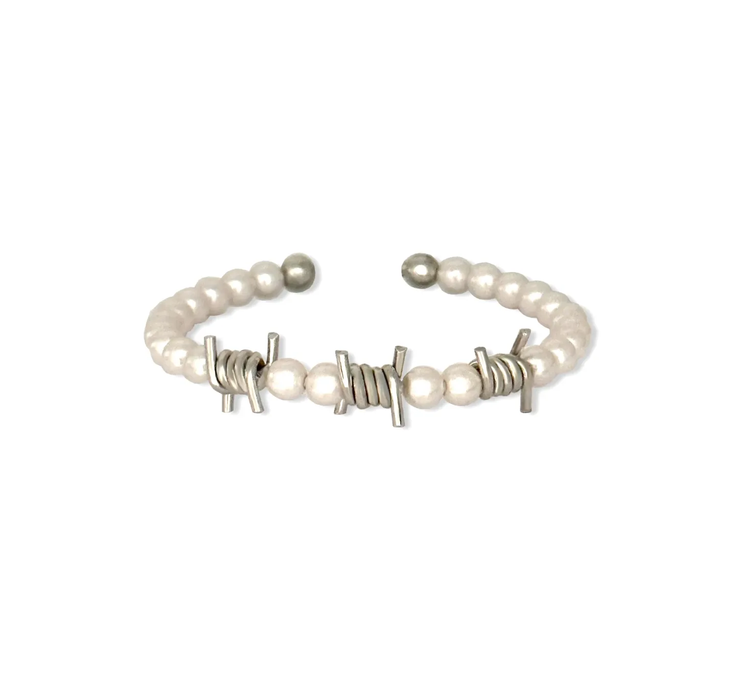 Pulseira Pérolas e Farpas Prateado