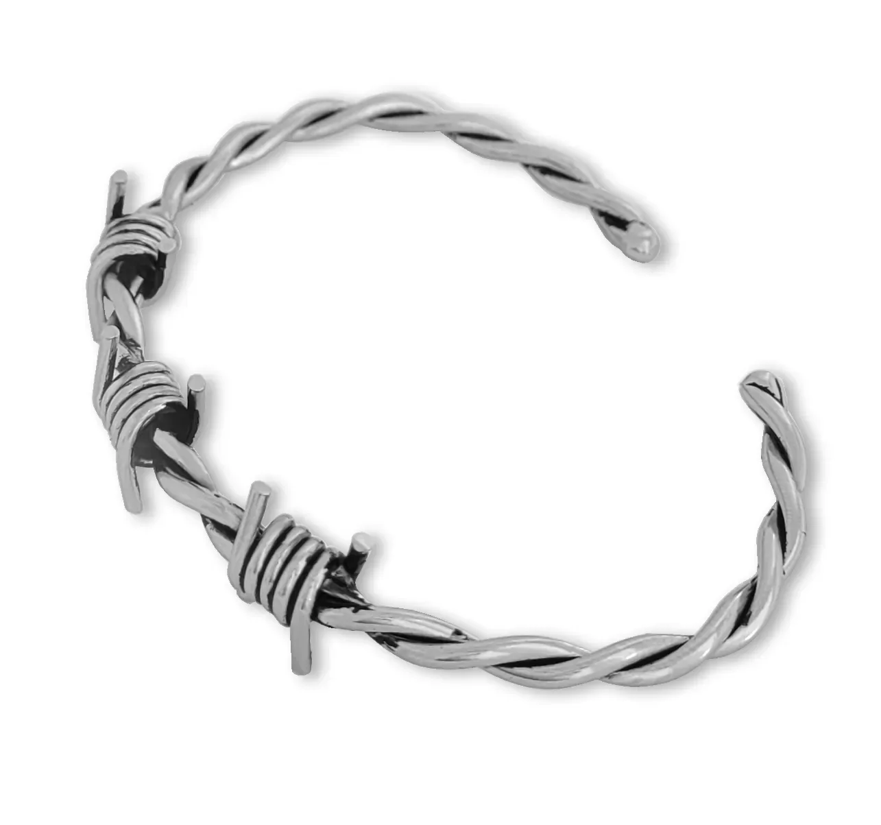 Pulseira Arame Farpado 3 Farpas Prateado
