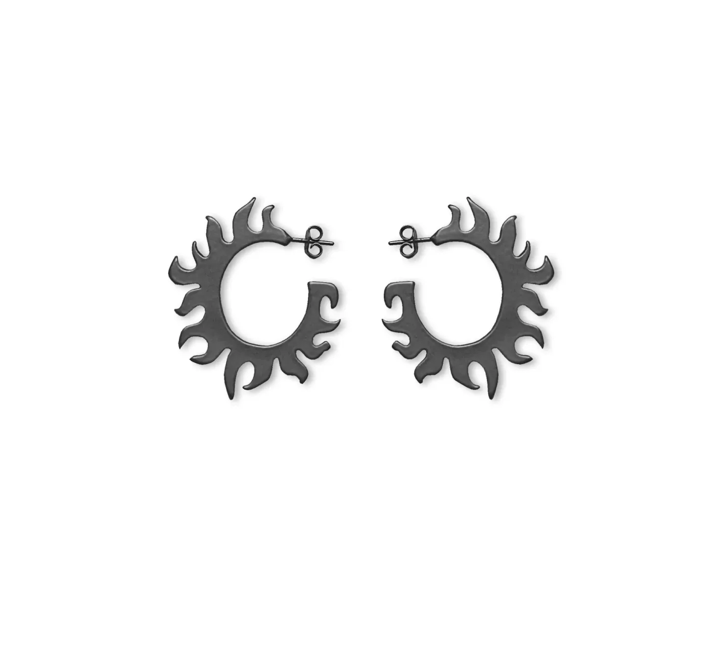 Brinco Circular Flames Preto Fosco