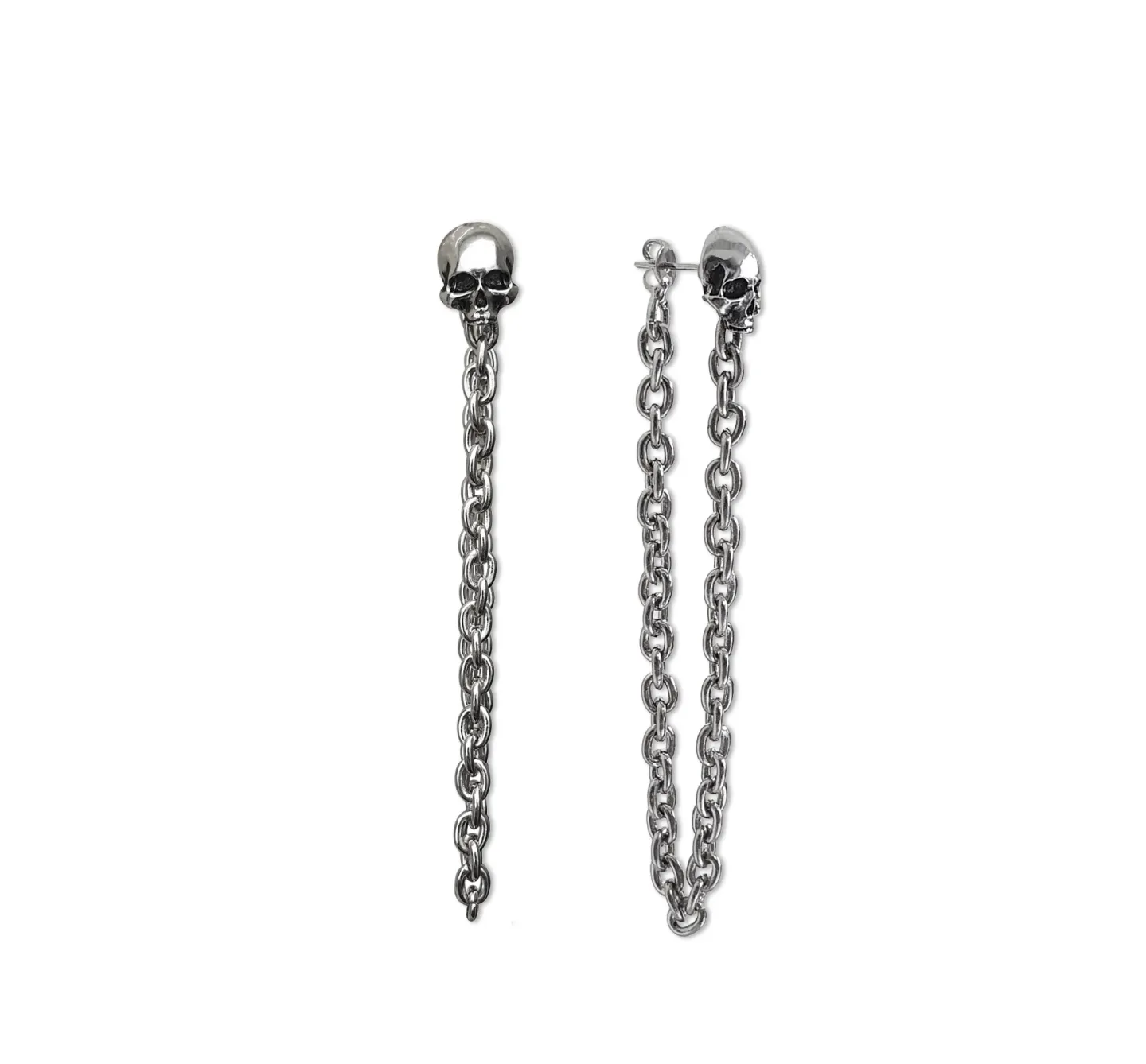 Brinco Skull And Chain Prateado