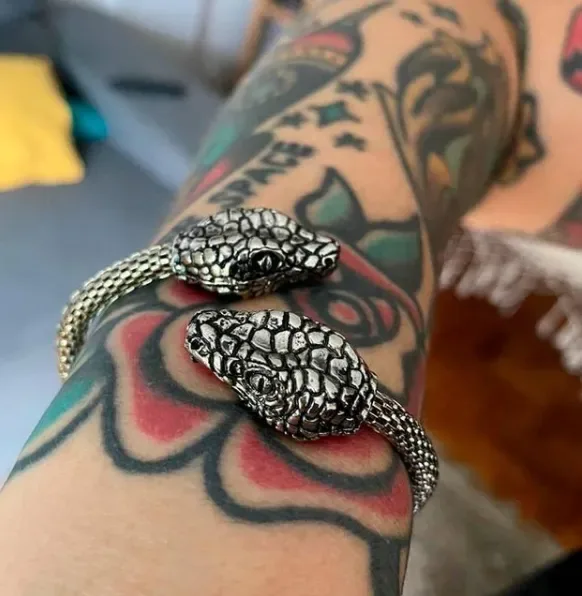 Pulseira Cobra Duas Cabeças Prateado