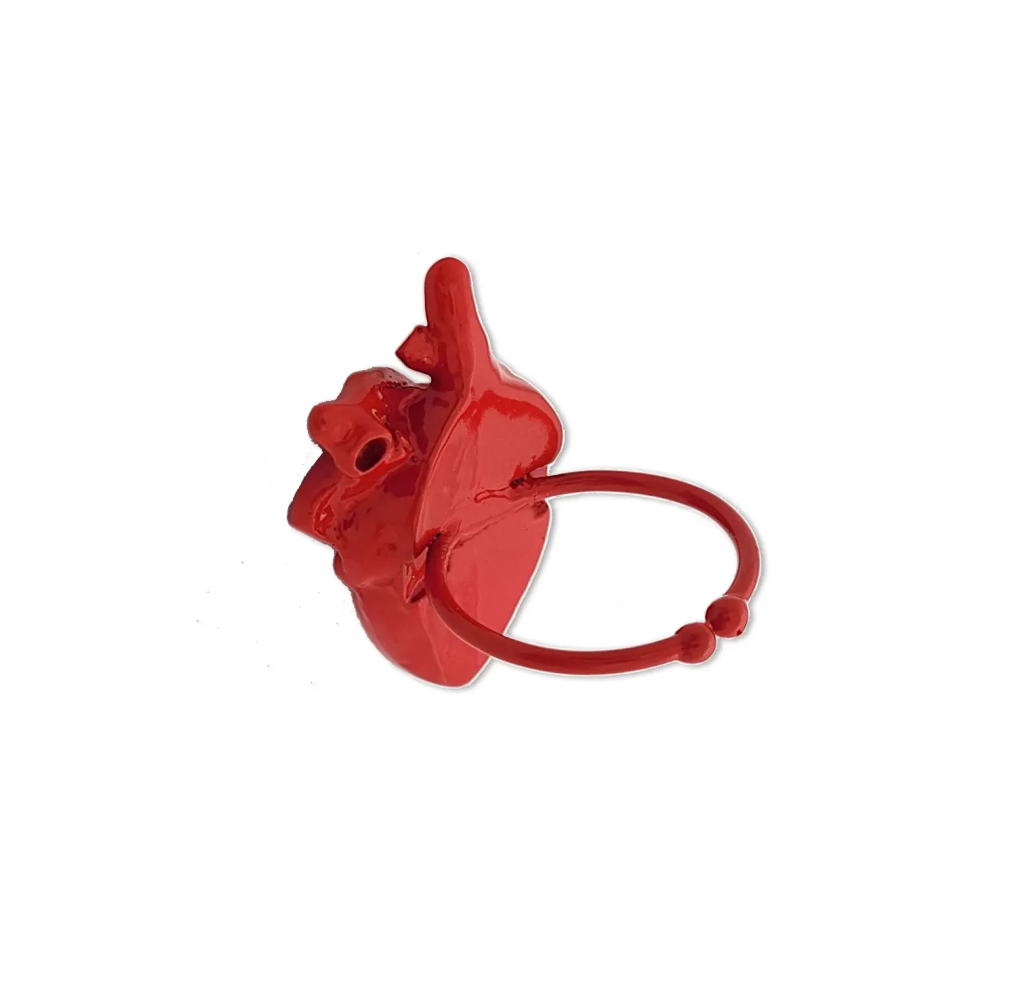 Anel Coração Anatômico Grande Vermelho