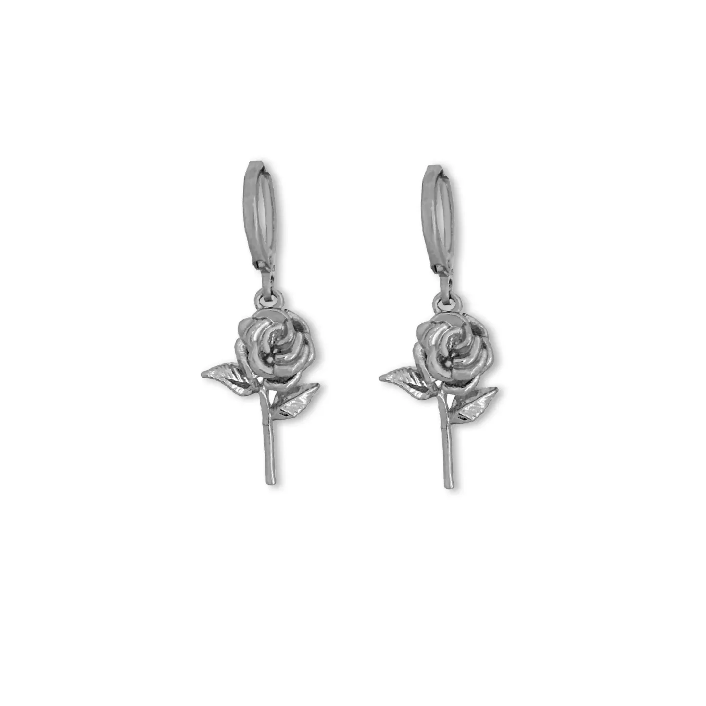 Brinco Rosa 3D Prateado