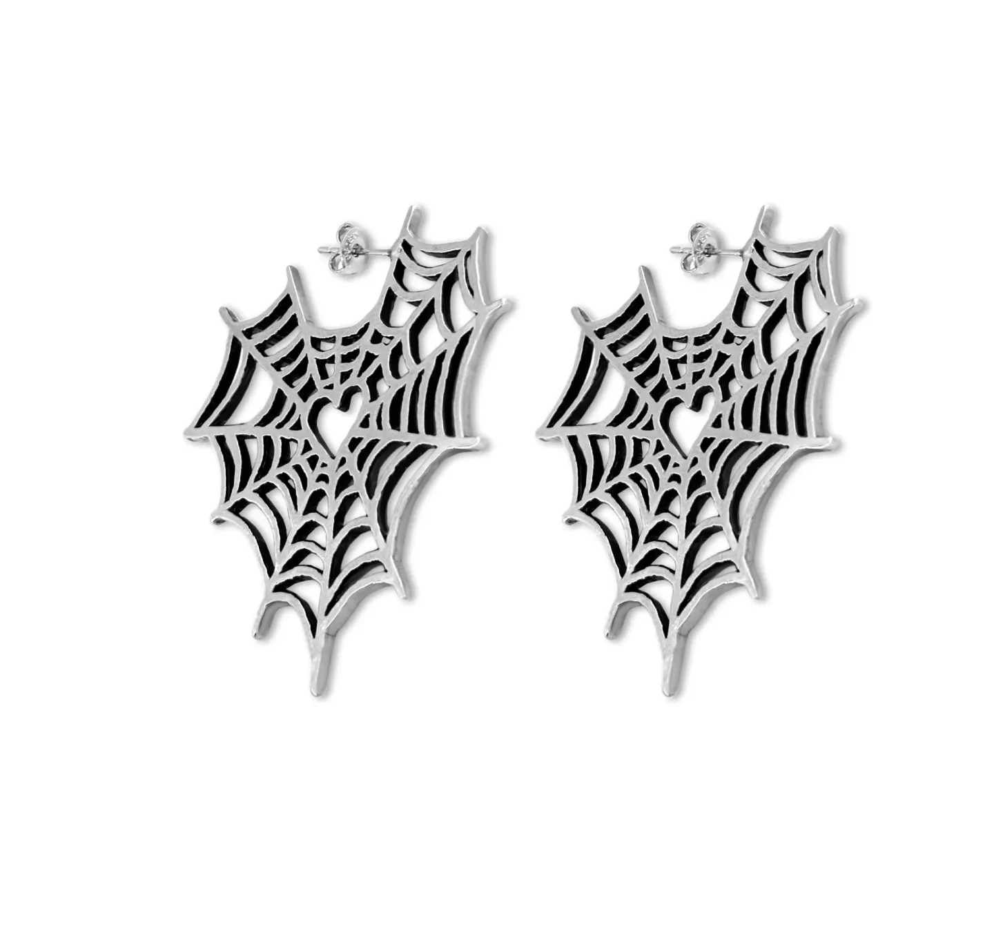 Brinco Spider Web Love Prateado