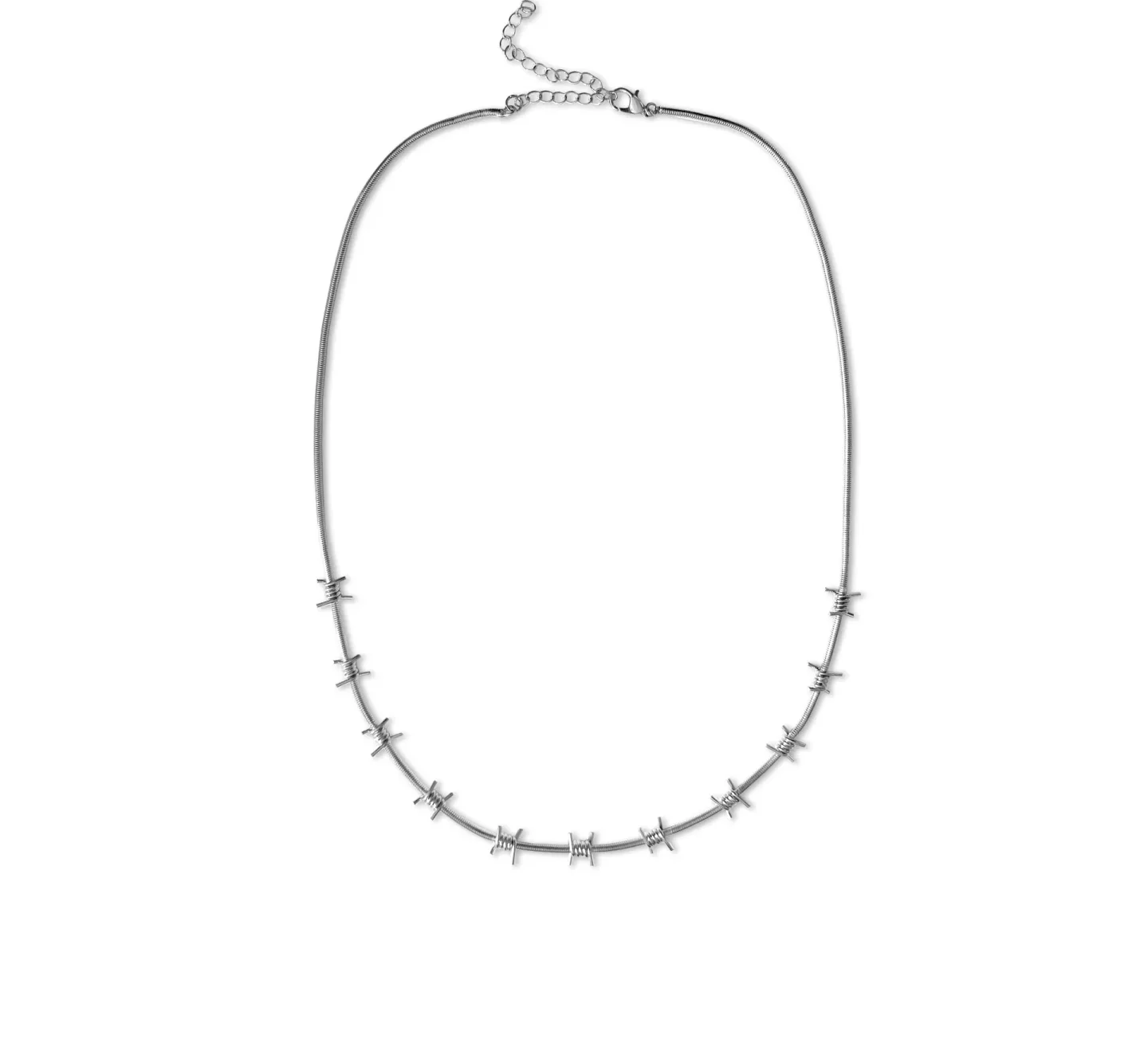 Colar Arame Farpado Prateado