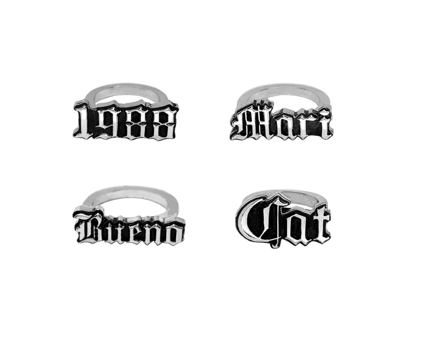 Anel Personalizado Fonte Old London Prateado