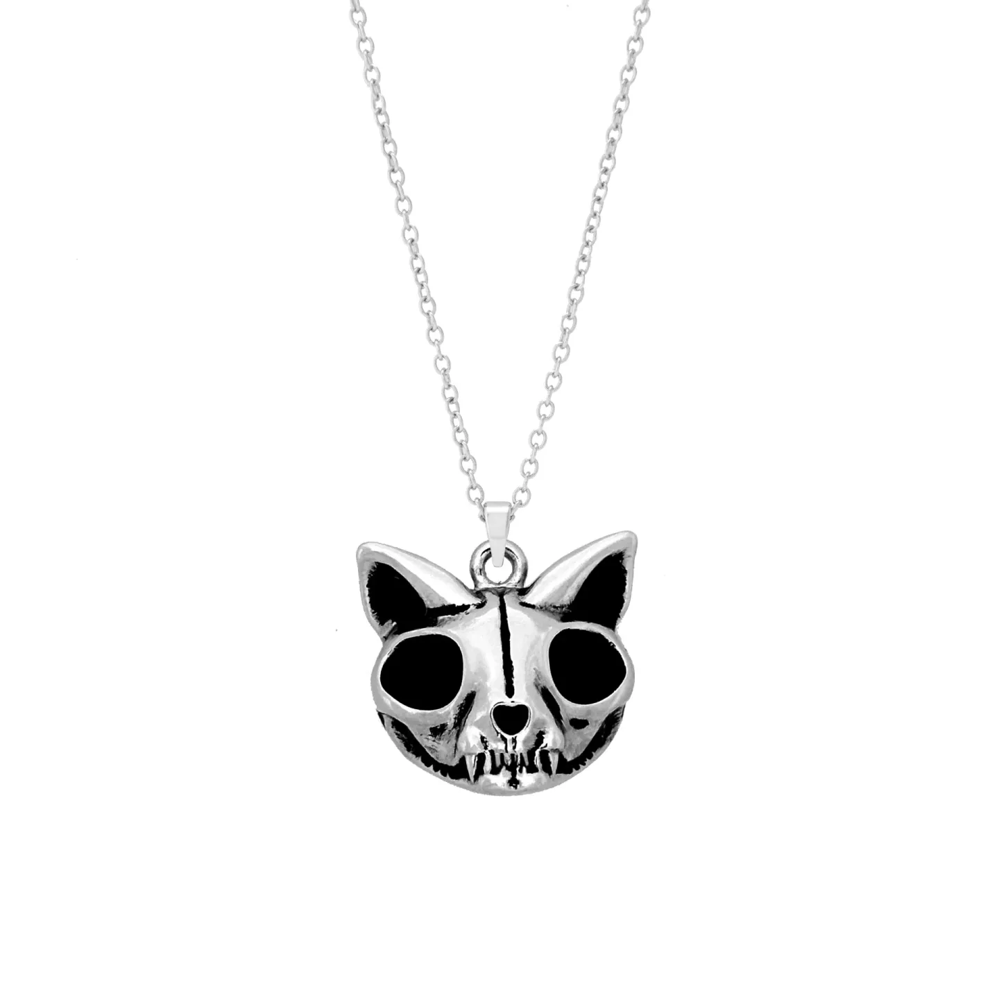 Colar Cat Skull Prateado