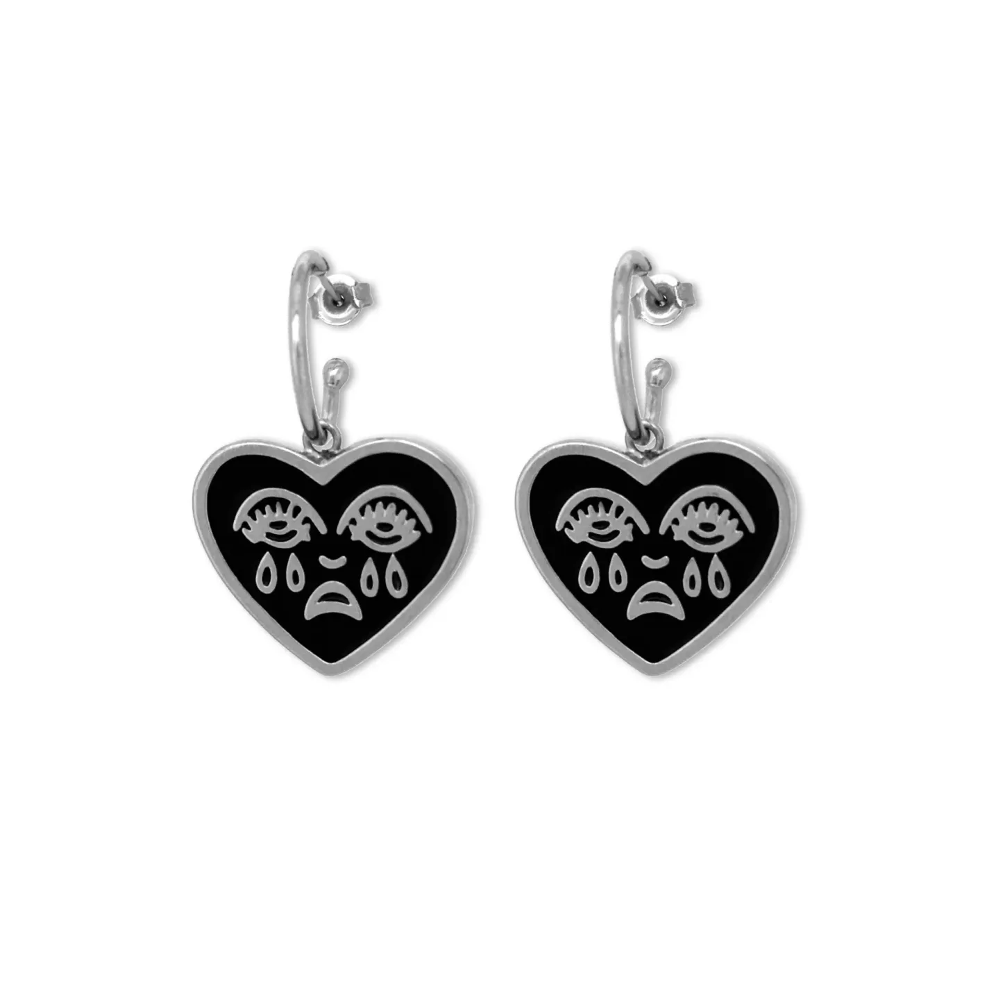 Brinco Argola Cry Heart Prateado