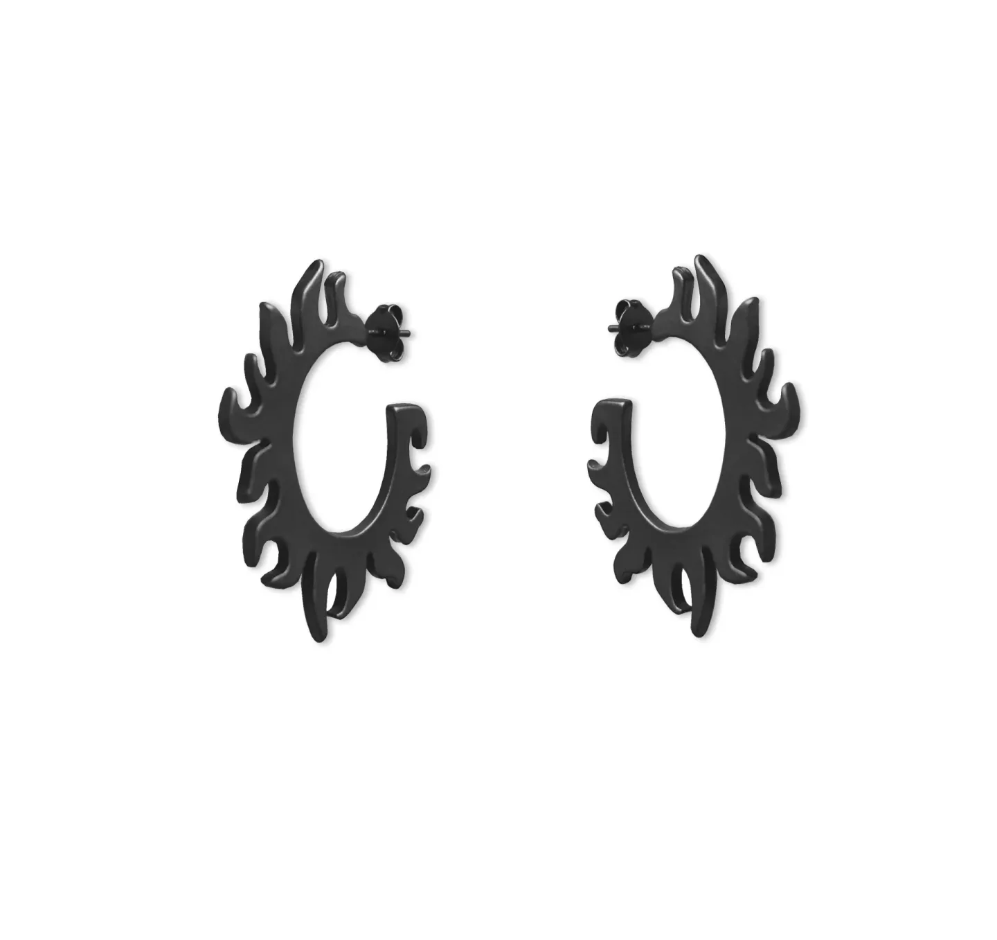 Brinco Circular Flames Preto Fosco