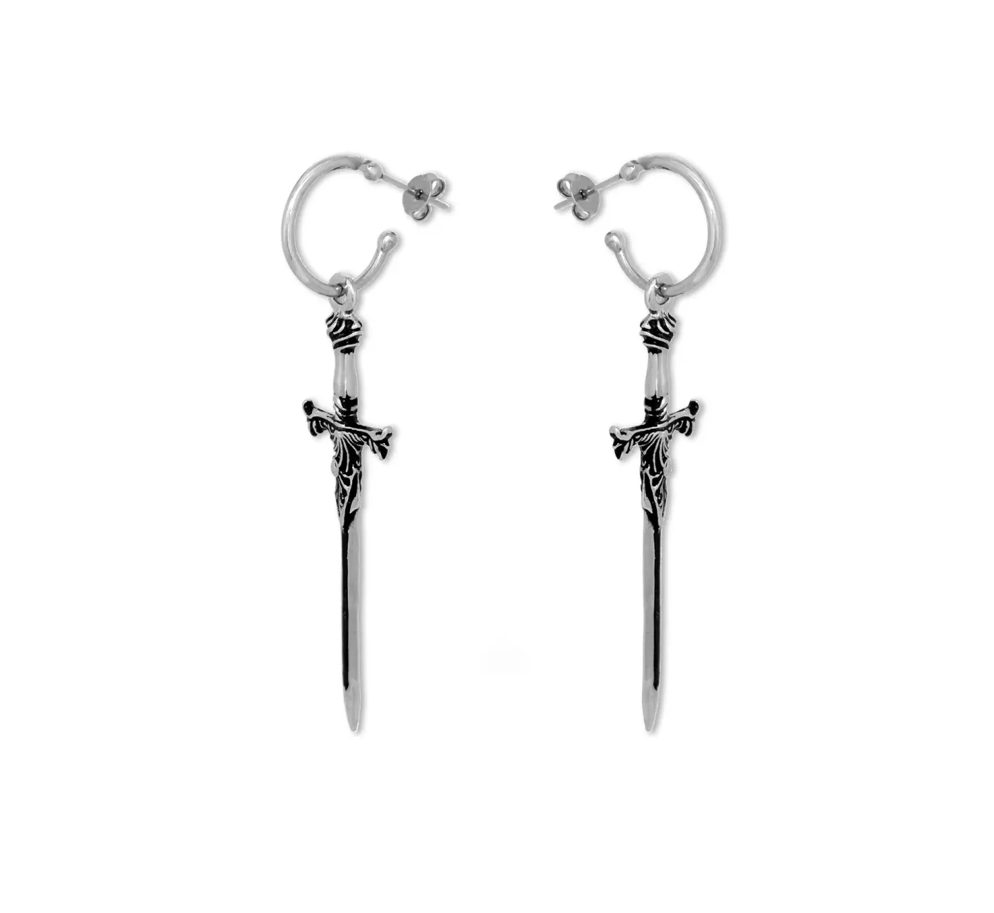 Brinco Argola De Espada Modelo: Winter Sword Prateado