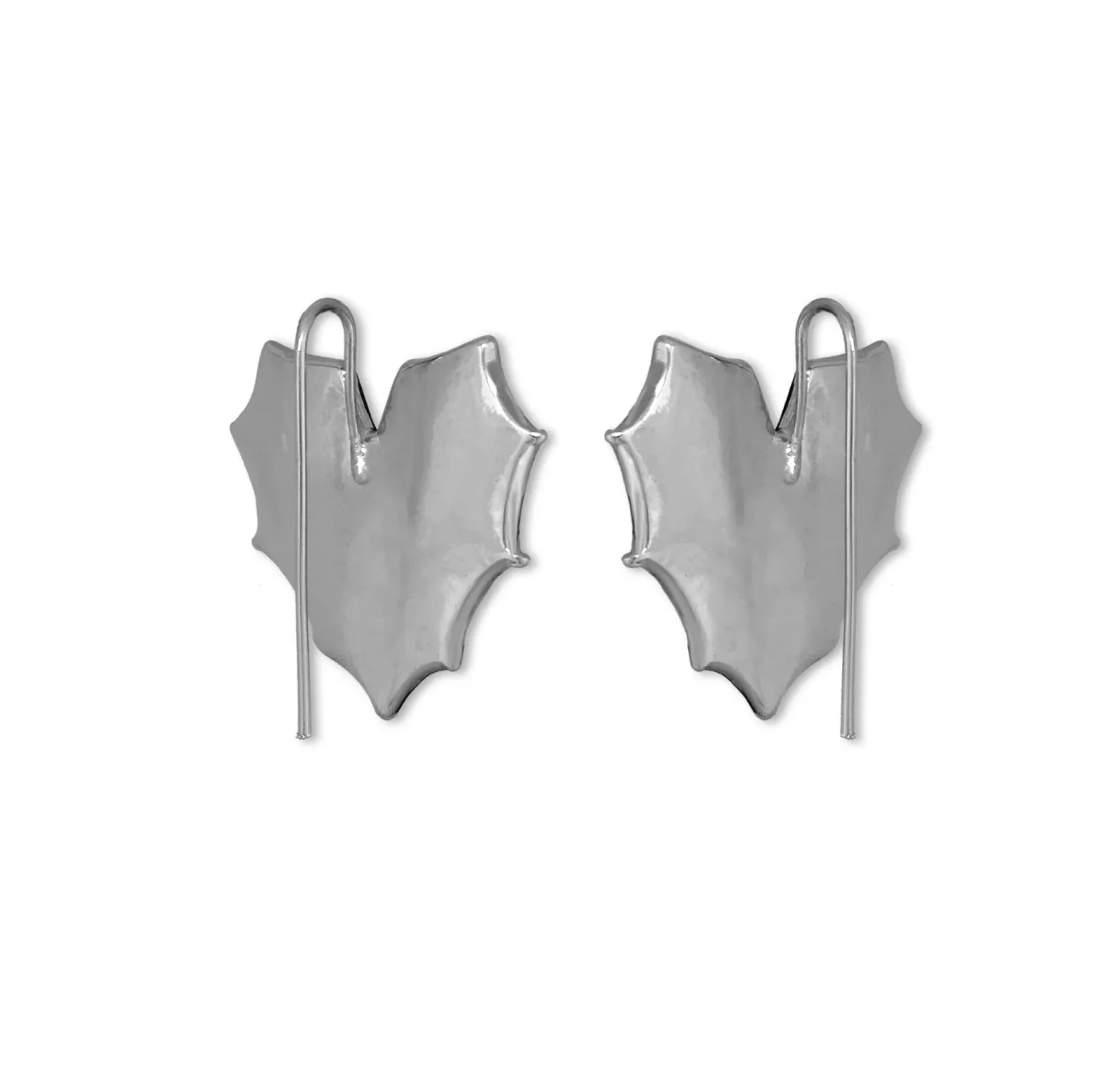 Brinco Com Haste Spider Web Heart Prateado