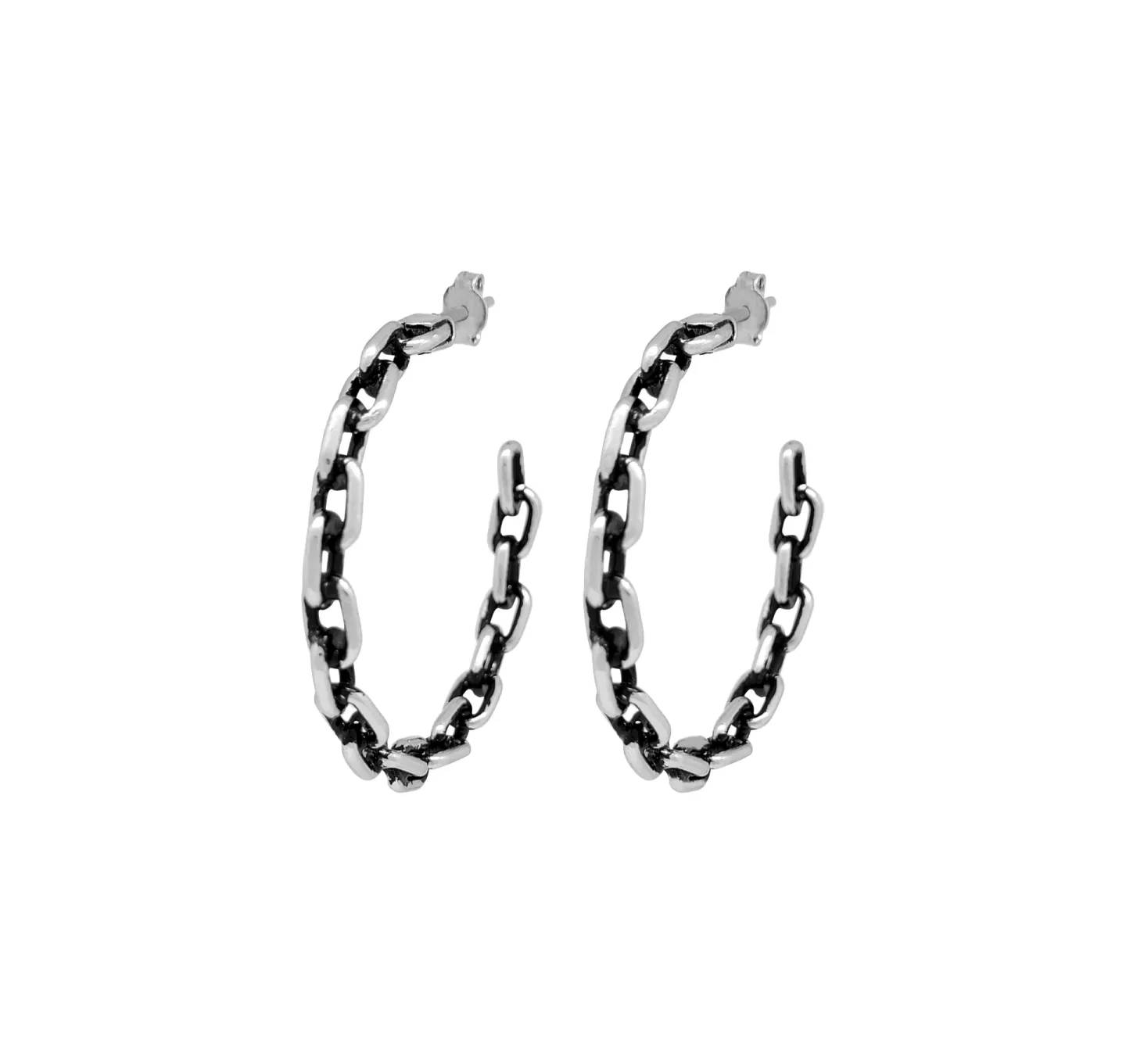 Brinco Argola Corrente 4cm Prateado