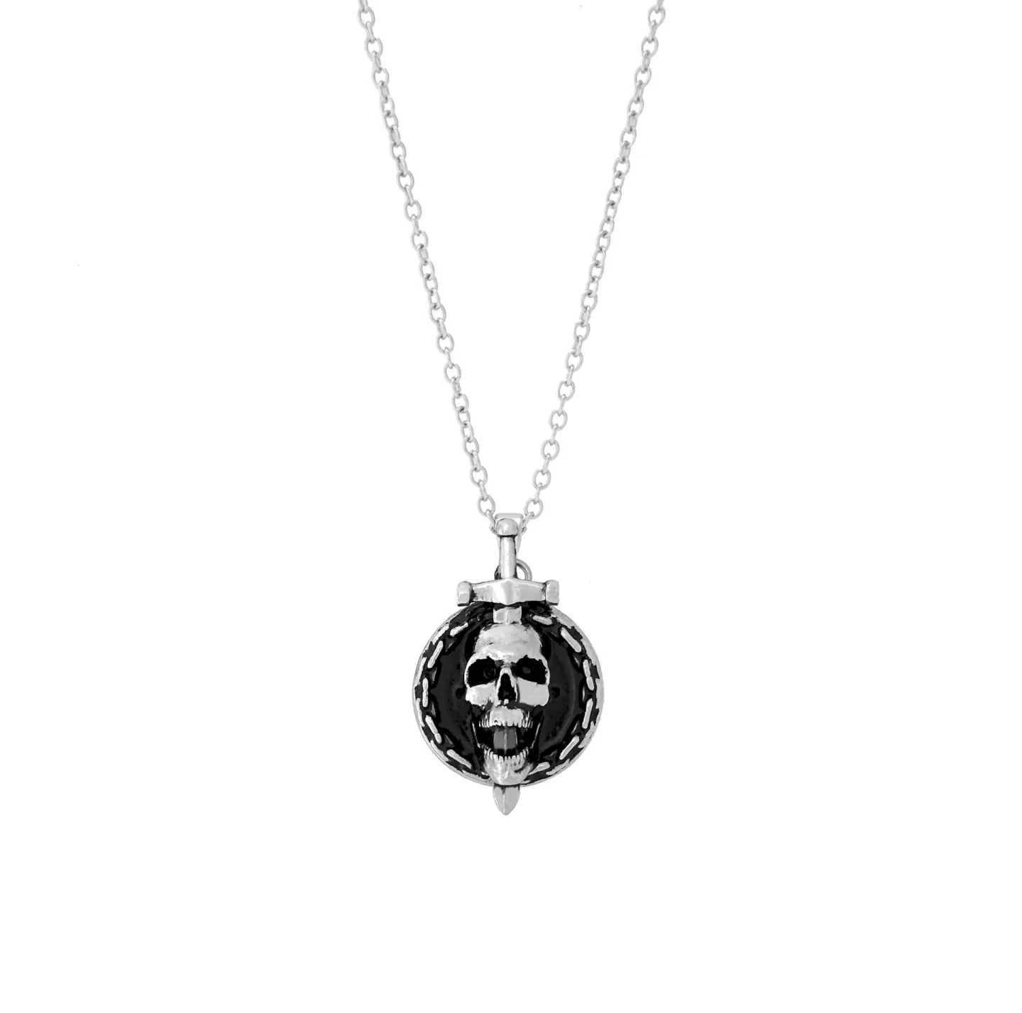 Colar Skull And Dagger Prateado