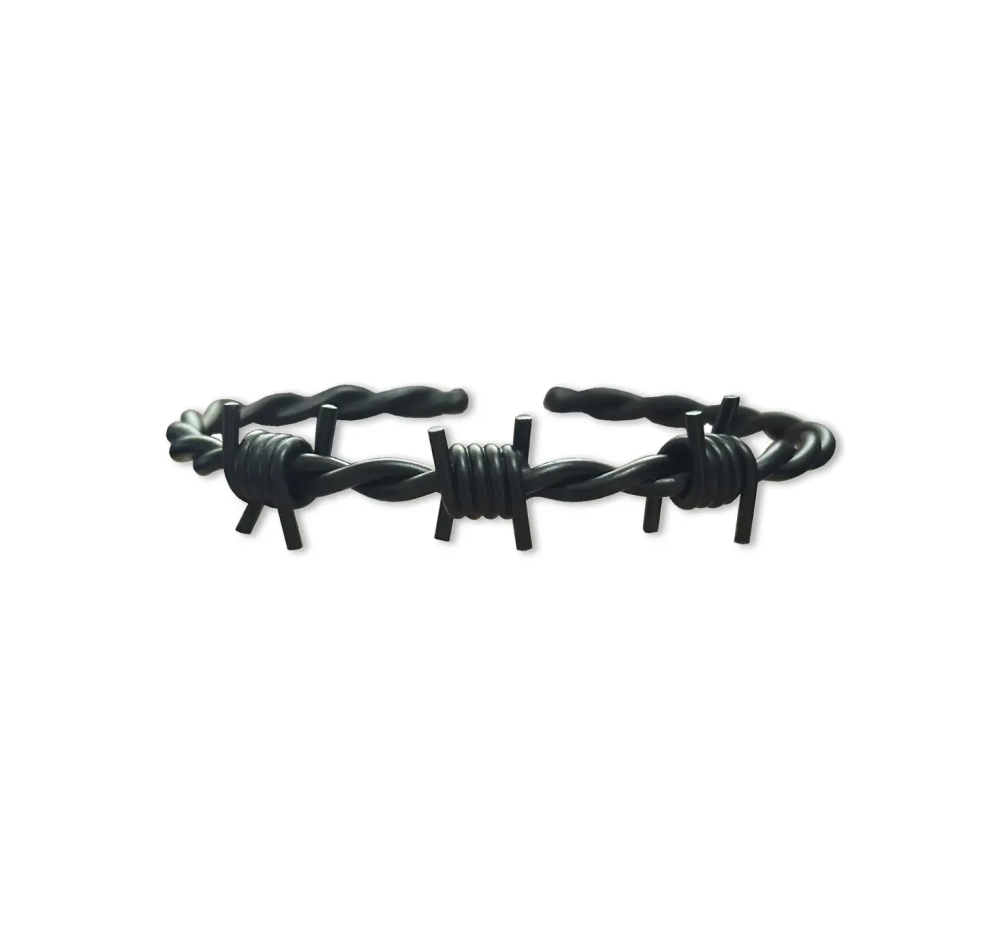 Pulseira Arame Farpado 3 Farpas Preto Fosco