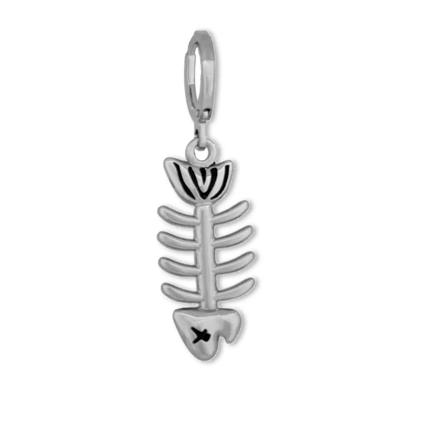 Brinco Argola Fish Bones Prateado