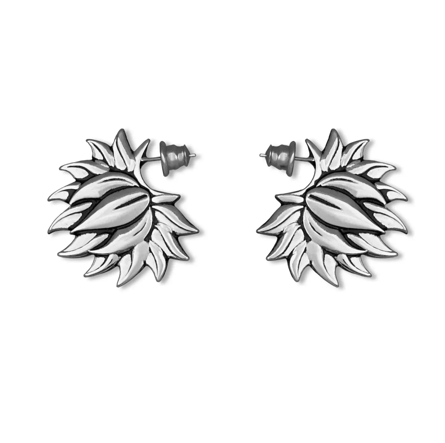 Brinco Spiked Lotus Prateado