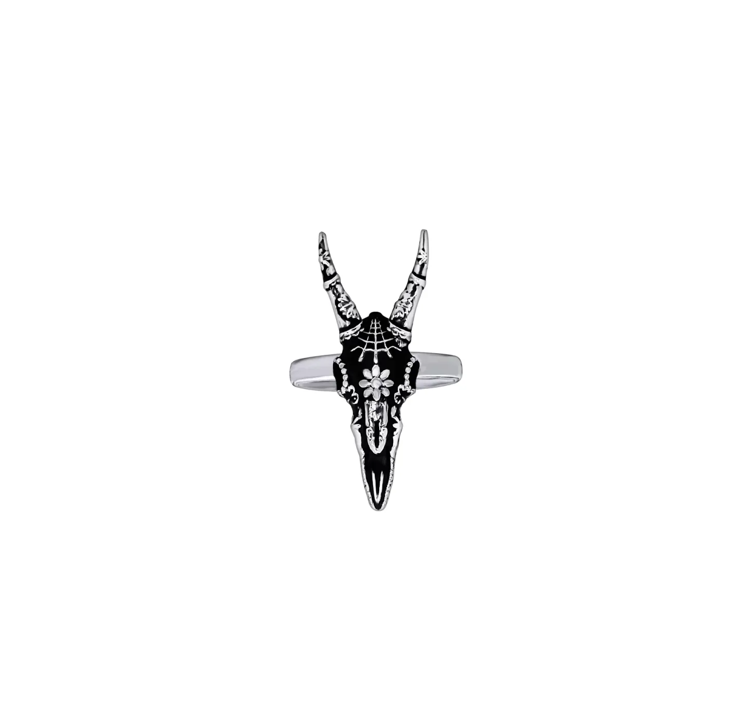 Anel Capricorn Skull Prateado