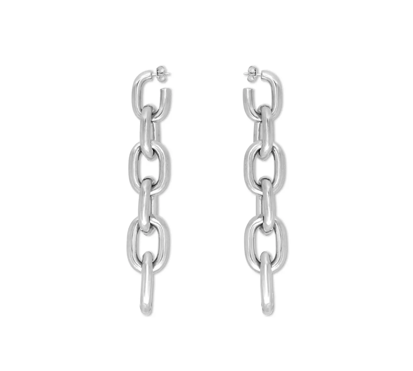 Brinco Corrente Cadeado 7,5 Cm Prateado