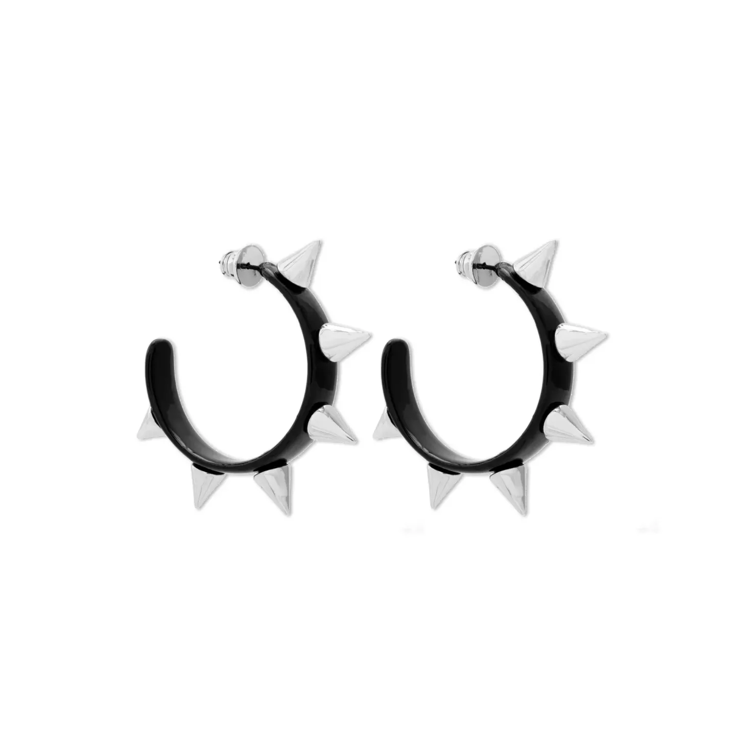 Brinco Argola De Spikes 6cm Preto