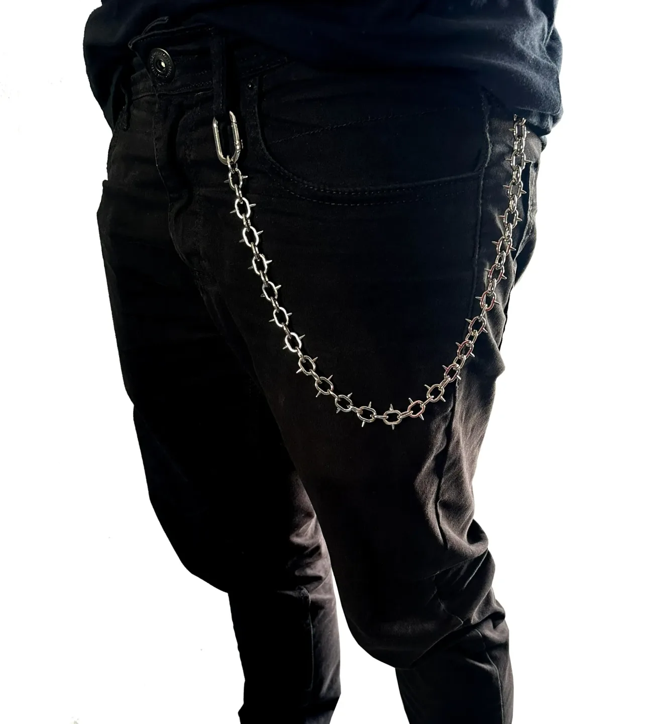Corrente Carteira / Chave Spiked Chain Elo Pequeno Prateado