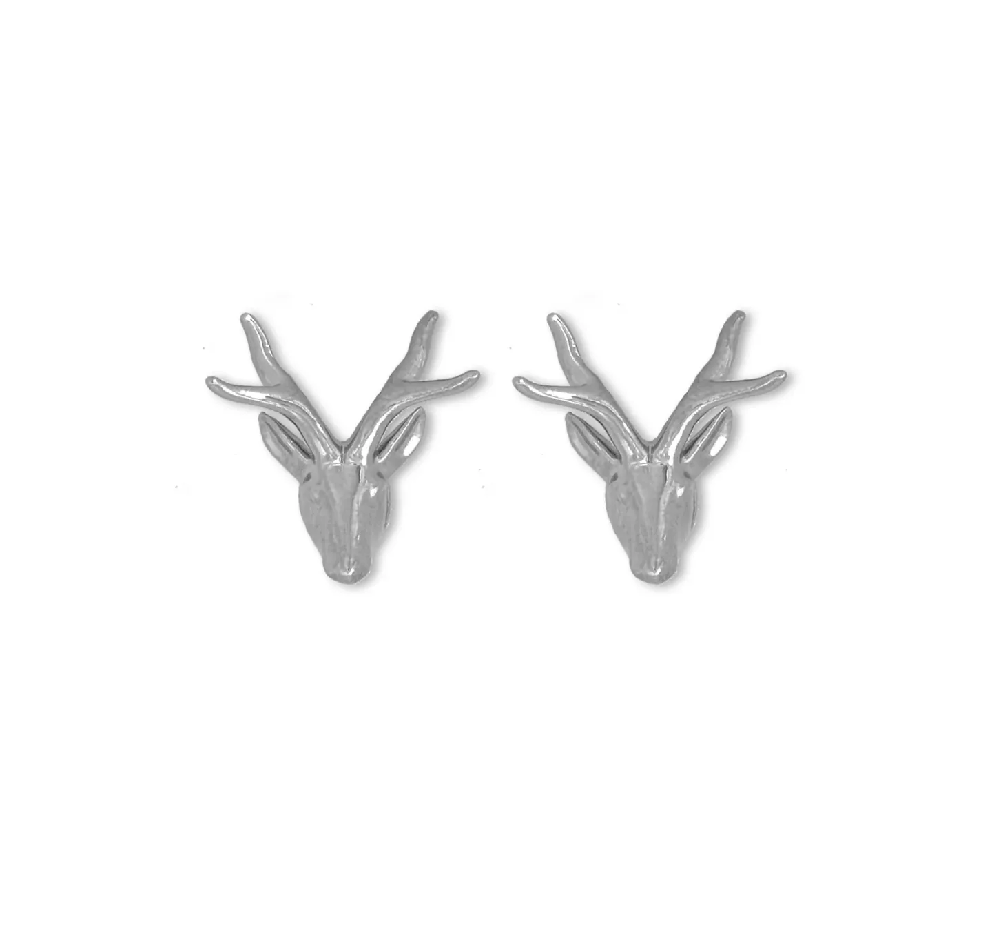 Brinco Stud Deer Head Prateado