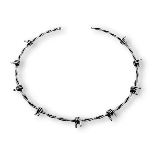 Gargantilha Arame Farpado 2mm Prateado