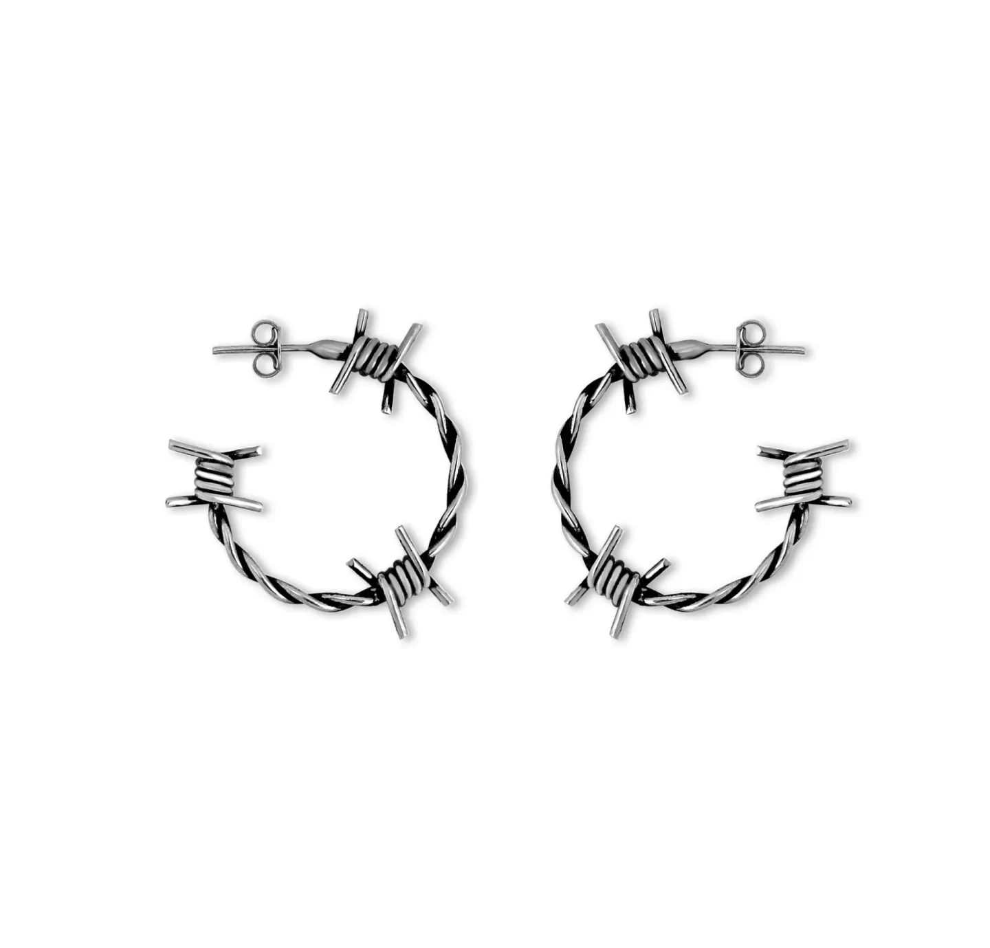 Brinco Argola Arame Farpado 2,5 Cm Farpas Duplas Prateado