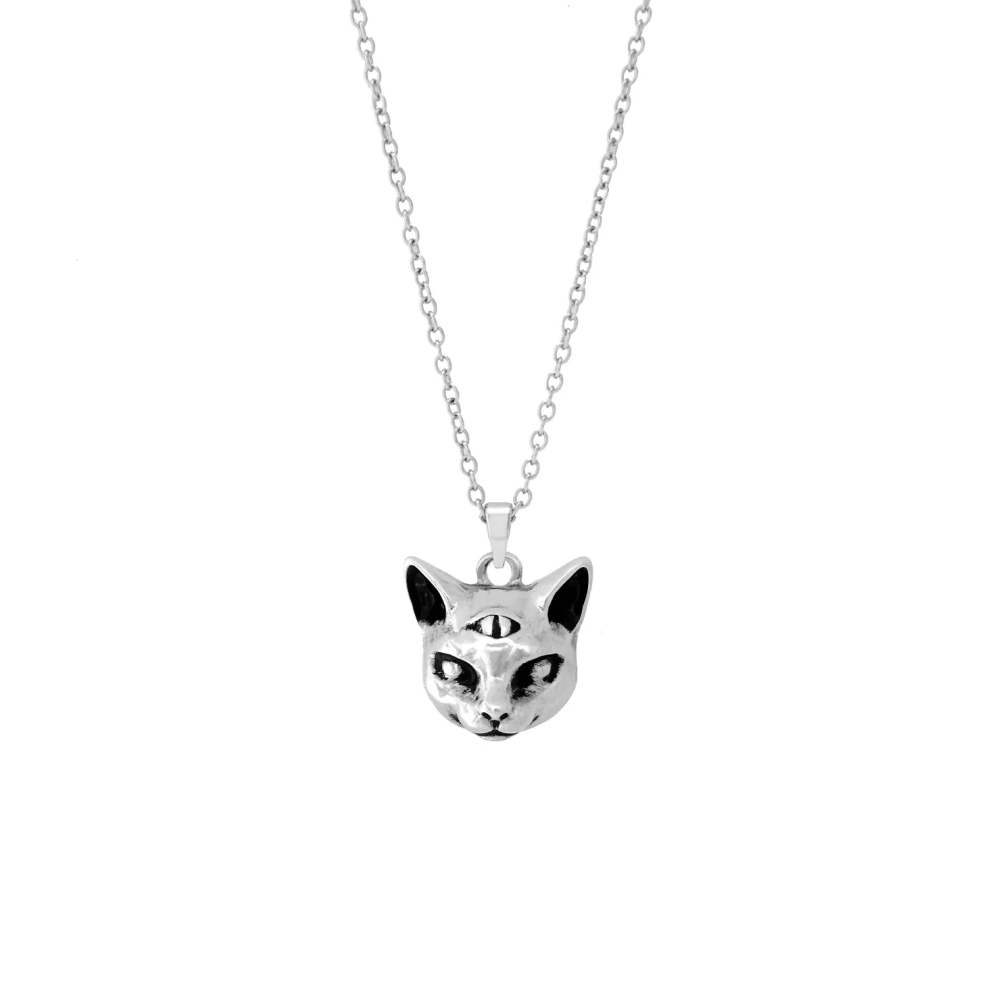 Colar Gato 3 Olhos Prateado