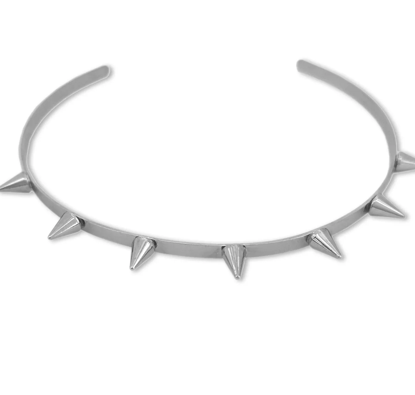 Gargantilha Choker Spikes Prateado