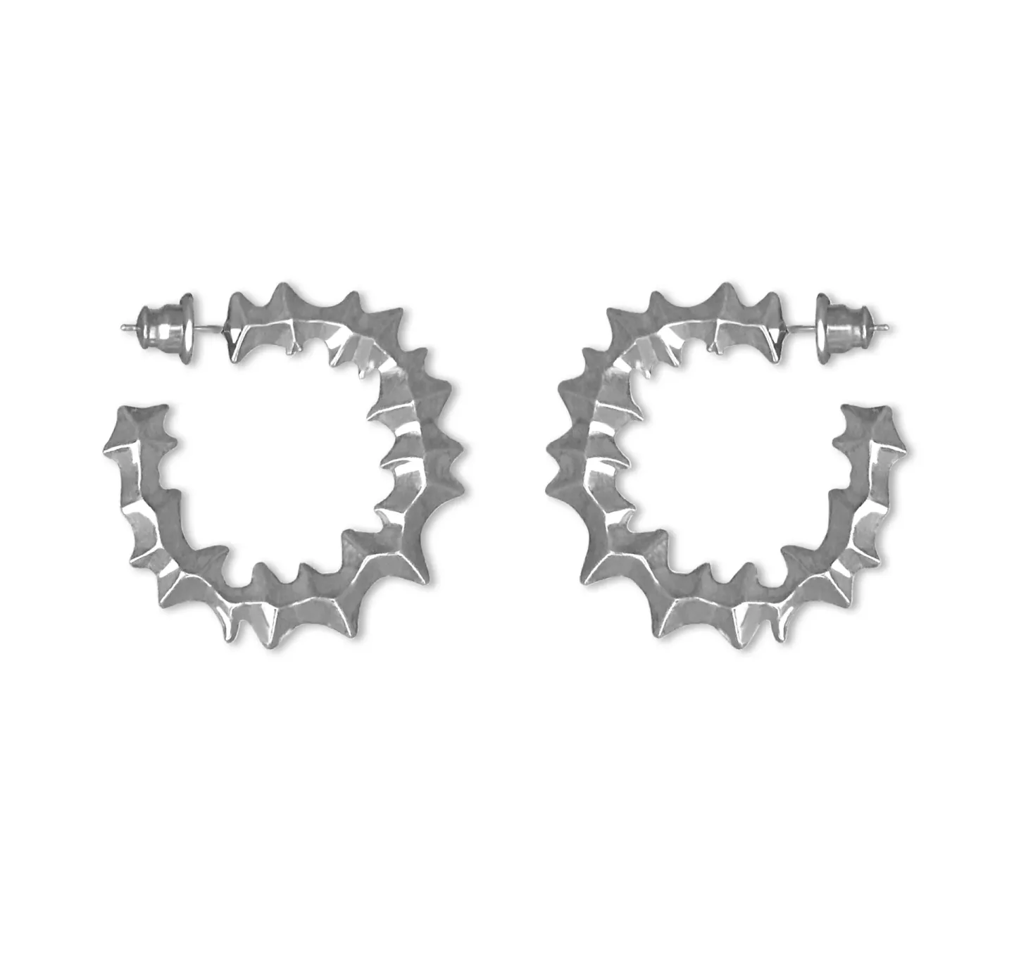 Brinco Jagged Spikes Prateado