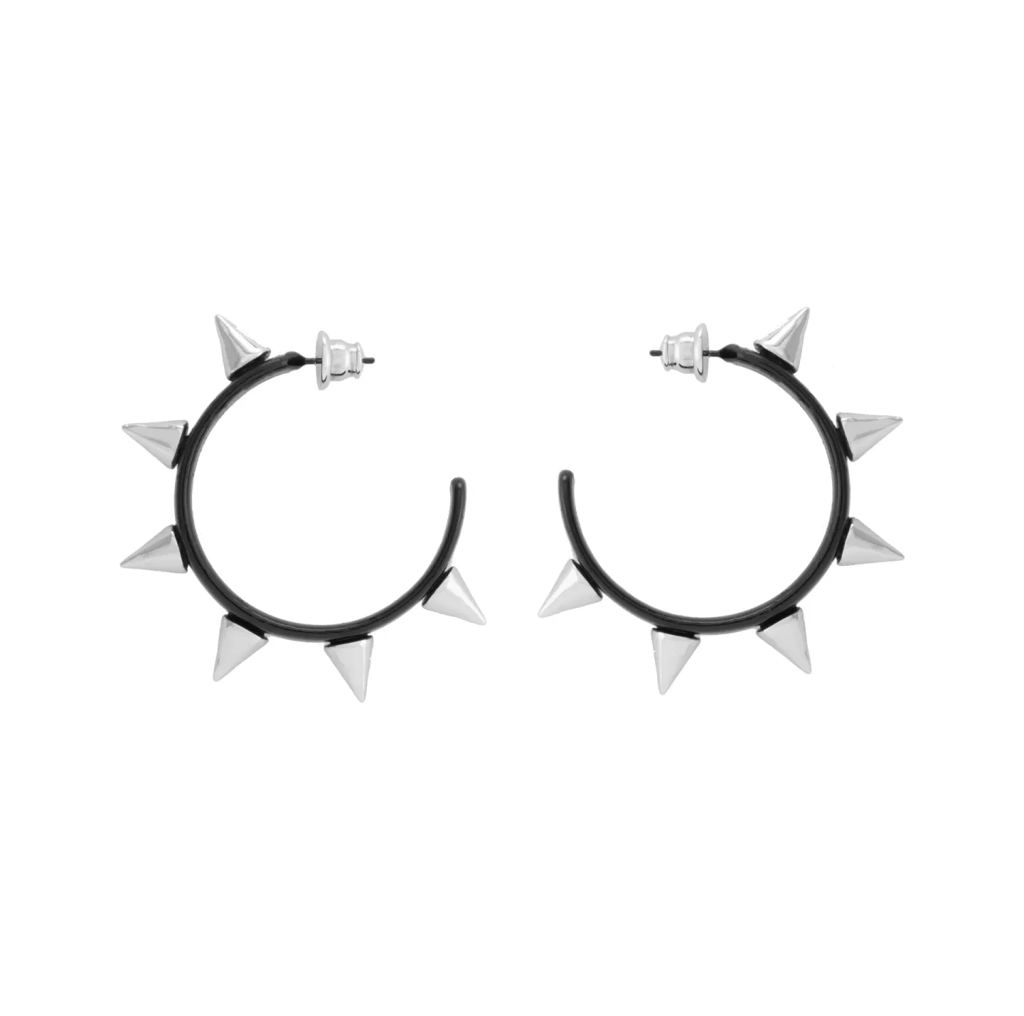 Brinco Argola De Spikes 6cm Preto
