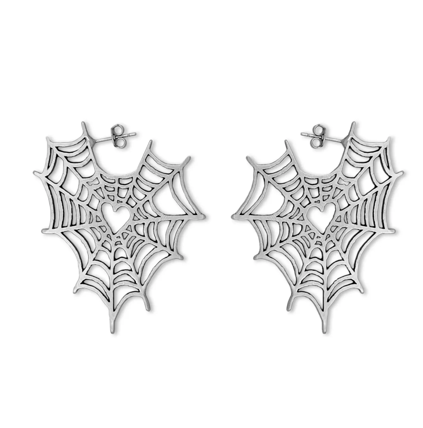 Brinco Spider Web Love Prateado